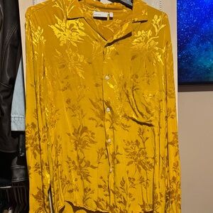 Floral Yellow Button-Up Shirt